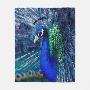 Blue Peacock Fleece Blanket