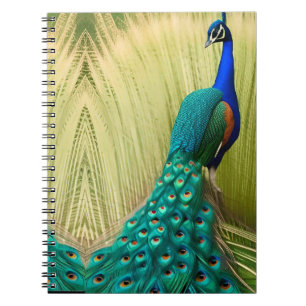 Blue Peacock in grass  Notebook