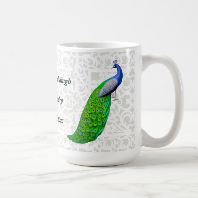 Blue Peacock Indian Wedding Customisable Mug (Right)