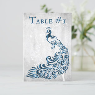 Blue Peacock Leaf Vine Table Card