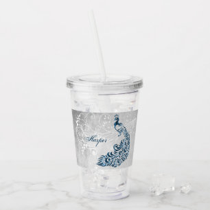 Blue Peacock Personalised Acrylic Tumbler