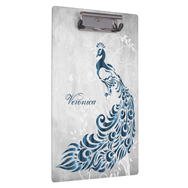 Blue Peacock Personalised Clipboard (Right)