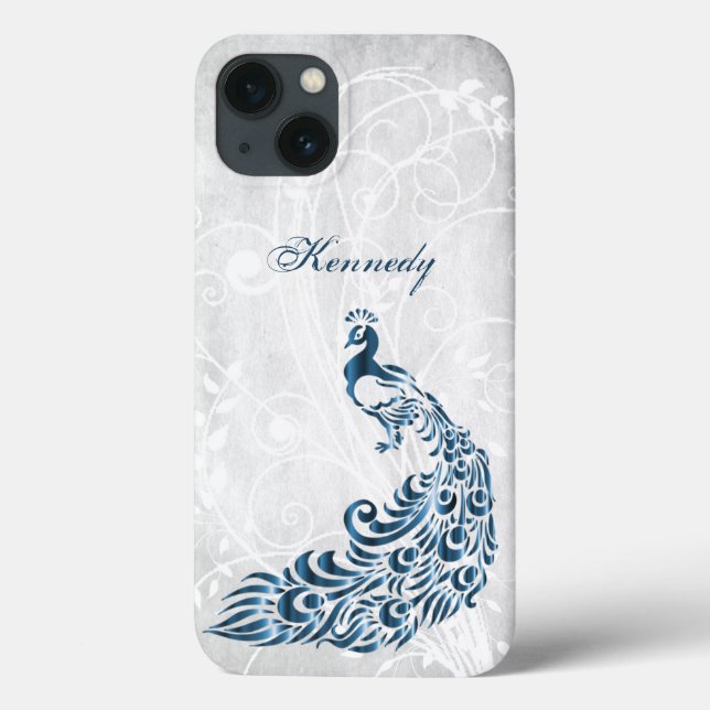 Blue Peacock Personalised iPhone X case (Back)