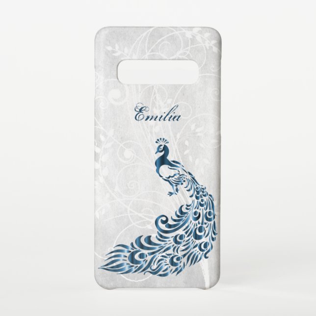 Blue Peacock Personalised Samsung Galaxy Case (Back)