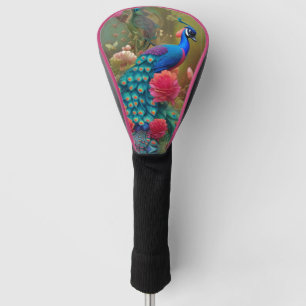 Blue Peacock, Pink Rose Garden Golf Head Cover