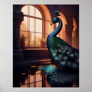 Blue Peacock Poster