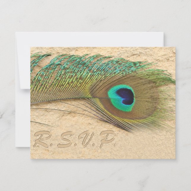 blue peacock  rsvp cards (Front)