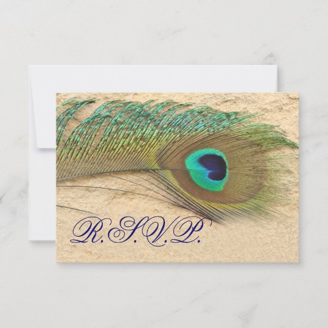 blue peacock  rsvp cards standard 3.5 x 5 (Front)
