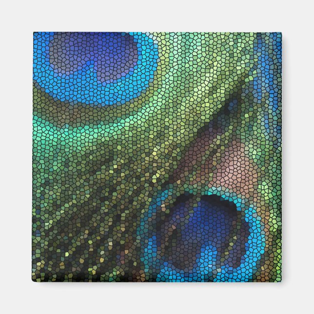 Blue Peacock Stained Glass Magnet (Front)