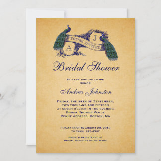 Blue Peacock Vintage | Bridal Shower Invitation