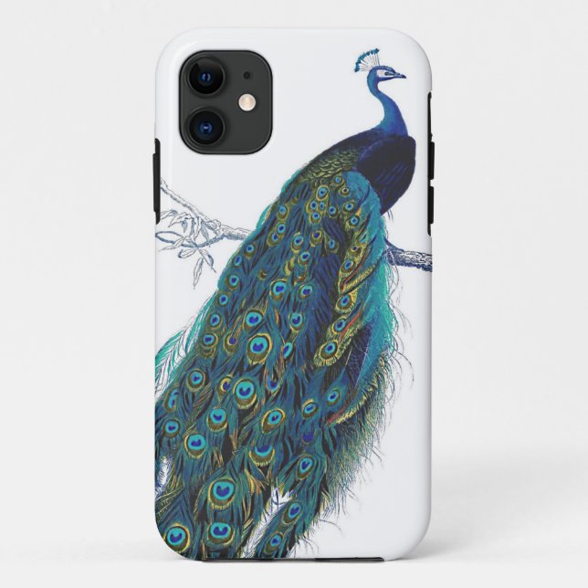 Blue Peacock with beautiful tail feathers Case-Mate iPhone Case (Back)