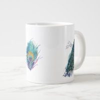 Blue Peacock with beautiful tail feathers