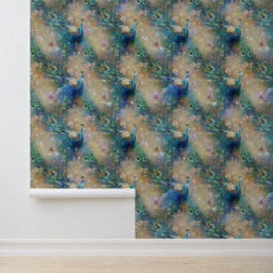 Blue Peacocks Wallpaper