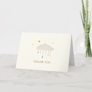 Blue Pearl Modern Elegant Raindrop Baby Shower Thank You Card