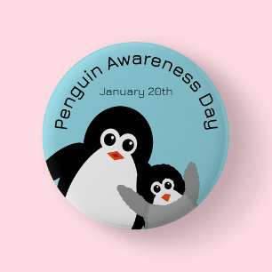 Blue Penguin Awareness Day 6 Cm Round Badge