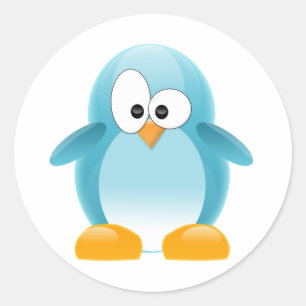 Blue Penguin Classic Round Sticker