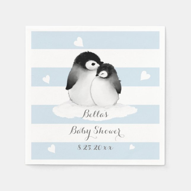 Blue Penguin Paper Napkins (Front)