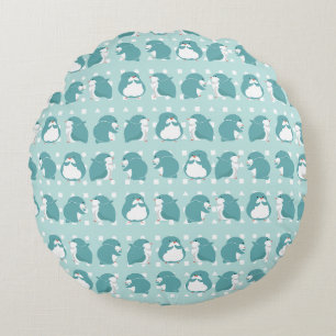 Blue Penguin pattern Round Cushion