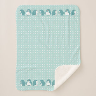 Blue Penguin   Sherpa Blanket