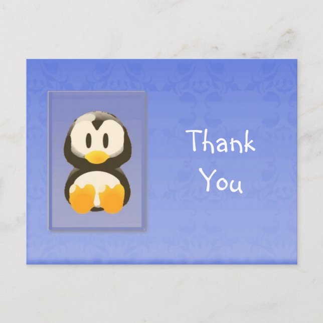 Blue Penguin Thank You Postcard (Front)