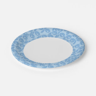 Blue penguins pattern background paper plate