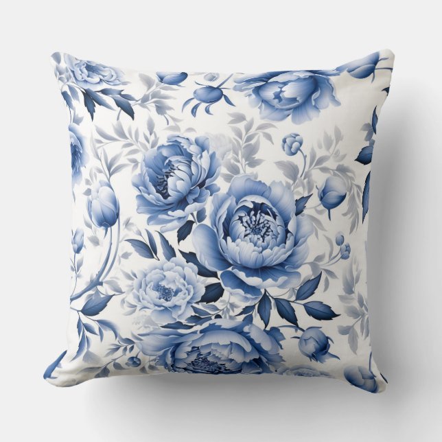 Blue Peonies Cushion (Front)