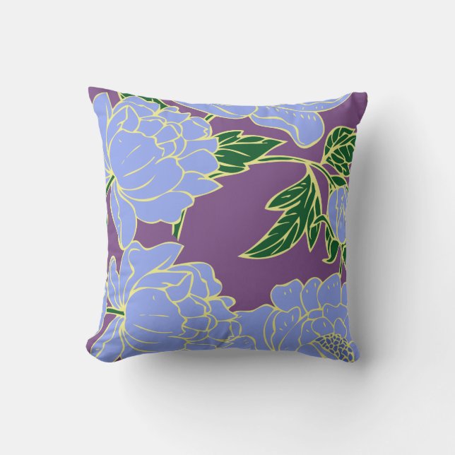 Blue Peonies Cushion (Front)