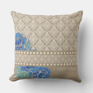 BLUE PEONIES & DAMASK - Pillow