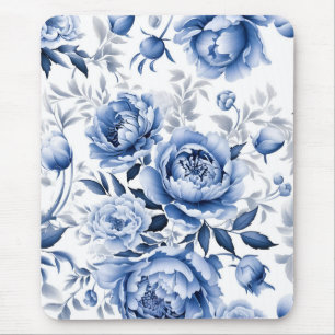 Blue peonies mouse pad