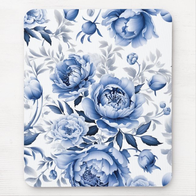 Blue peonies mouse pad (Front)