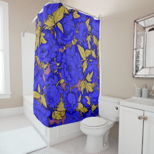 Blue Peonies Shower Curtain