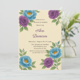 Blue Peony & Fig Purple Rose Brunch & Bubbly Invitation