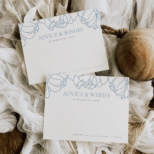 Blue   Peony Garden Bridal Shower Advice Card