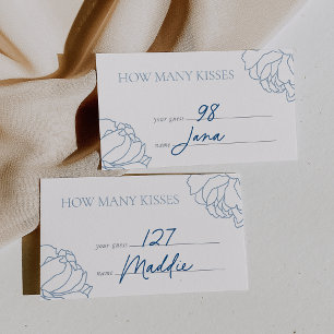 Blue Peony Garden "How Many Kisses" Guess Card