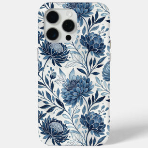 Blue Peony Garden Watercolor iPhone 15 Pro Max Case