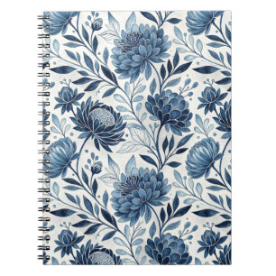 Blue Peony Garden Watercolor Notebook