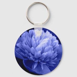 Blue Peony Key Chain