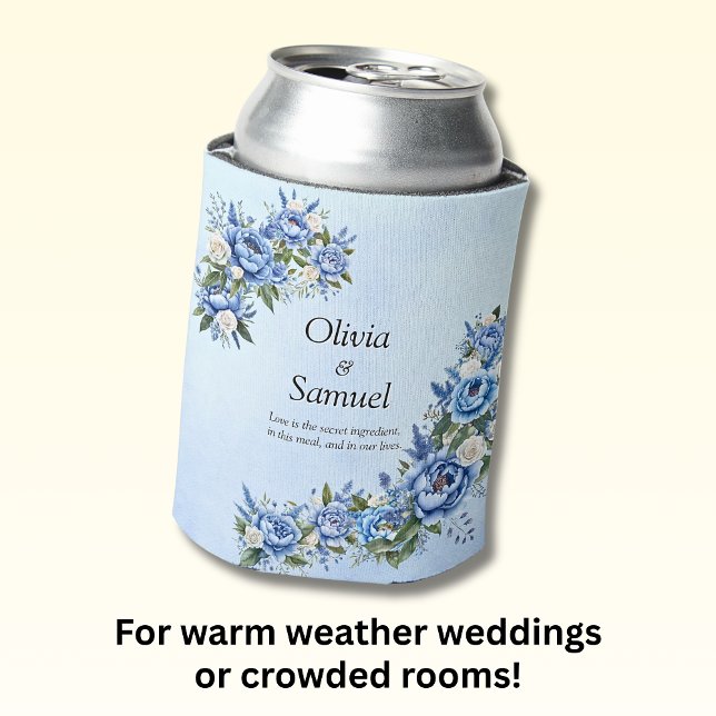 Blue Peony on Blue  Can Cooler (Creator Uploaded)