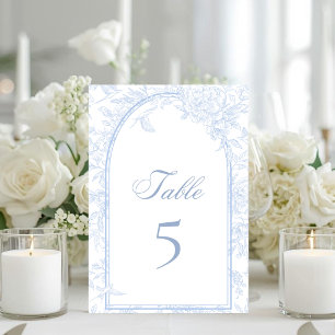 Blue Peony Victorian Arch Classic Wedding White Table Number