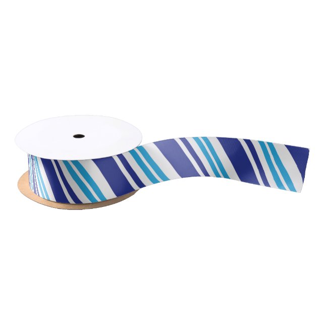 Blue Peppermint Stripe Satin Ribbon (Spool)