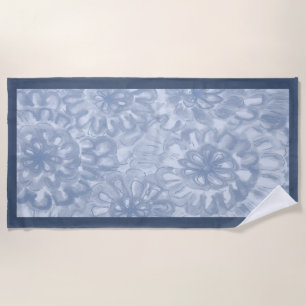 Blue Perfect Matched Colour Watercolor Flowers Sho Beach Towel