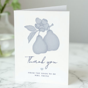 Blue Perfect Pear Bridal Shower Thank You Card