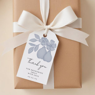Blue Perfect Pear Bridal Shower Thank You Favour  Gift Tags