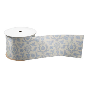 Blue Perfect Pear Damask Bridal Shower Ribbon Satin Ribbon