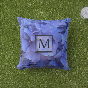 Blue periwinkle elegant floral hydrangeas cushion