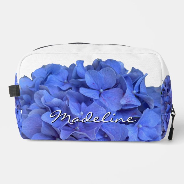 Blue periwinkle elegant floral hydrangeas  dopp kit (Front)