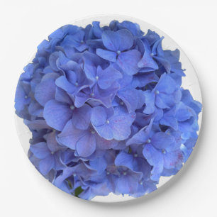 Blue periwinkle elegant floral hydrangeas paper plate
