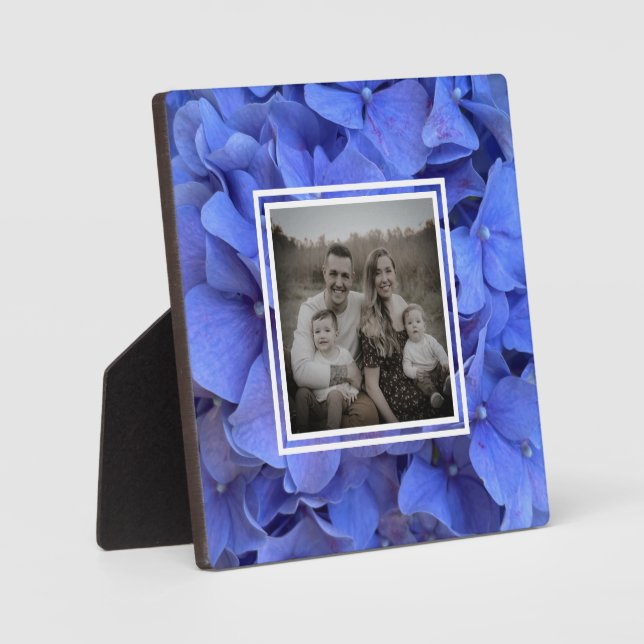 Blue periwinkle elegant floral hydrangeas  plaque (Front)