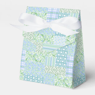 Blue Periwinkle Flowers Vintage Faux Patchwork Favour Box