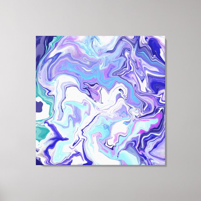 Blue Periwinkle Marble Fluid Art   Canvas Print (Front)